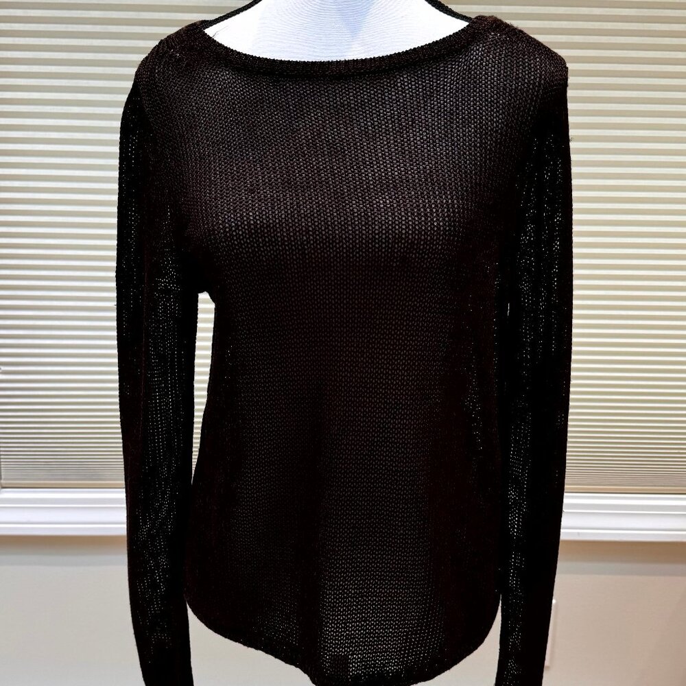 Banana Republic linen blend Knit Crop Sweater - dark brown- S- NEW -with tags